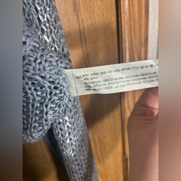 Zara Blue Metallic Chunky Knit Cropped Sweater - Picture 4 of 5